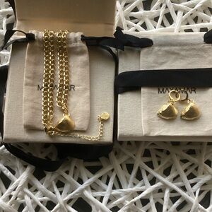 Gold Shell Charm Necklace and Earring Set - Gold